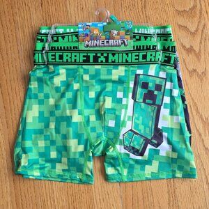MINECRAFT Boys Boxer Briefs | 10 | Gamer Underwear Stretch Green Black Creeper